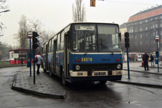 Ikarus 280.26 #24578| Miejskie Przedsiębiorstwo Komunikacyjne S.A. w Krakowie| Data: 23 grudnia 1997| Miejsce: Kraków, Nowy Kleparz| Autor: Tomasz Flaga