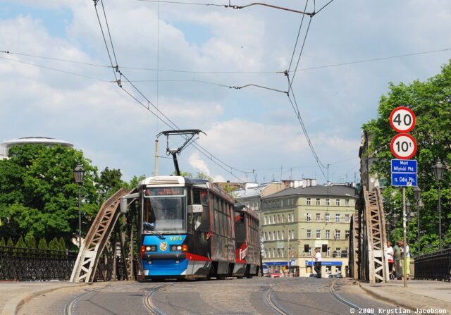 Konstal/Protram 105NWrMp #2474+2475| Data: 11 maja 2008| Miejsce: Wrocław, Most Młyński| Autor: Krystian Jacobson