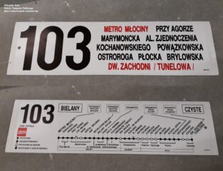Tablica boczna linii "103"| Kolekcja Aleksandra Kocha "Historia Transportu Publicznego"|