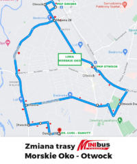 Schemat trasy linii "Morskie Oko" obsługiwanej przez firmę "MiniBus"| źródło: www.minibus.com.pl|